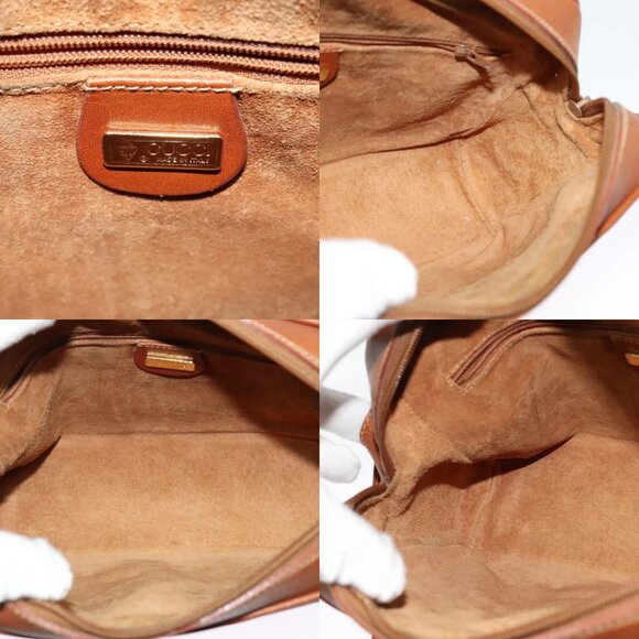 GUCCI Shoulder Bag Leather Brown Gold Auth gh539 - Picture 16 of 16